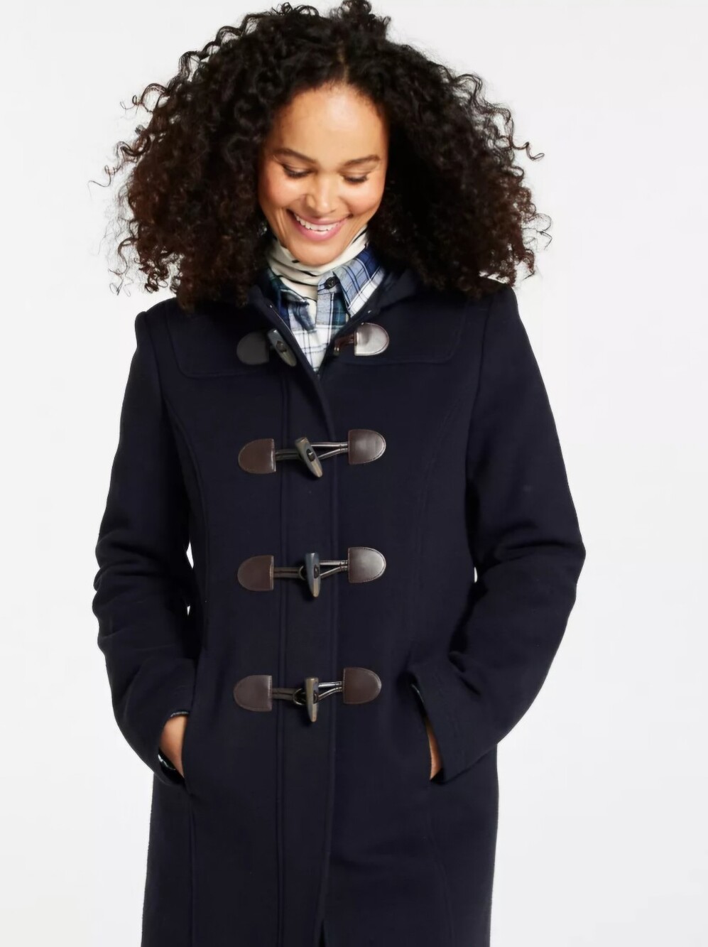 L.L. Bean Women's Bellandi Lambswool Duffel Coat Hood Navy woman's size 14